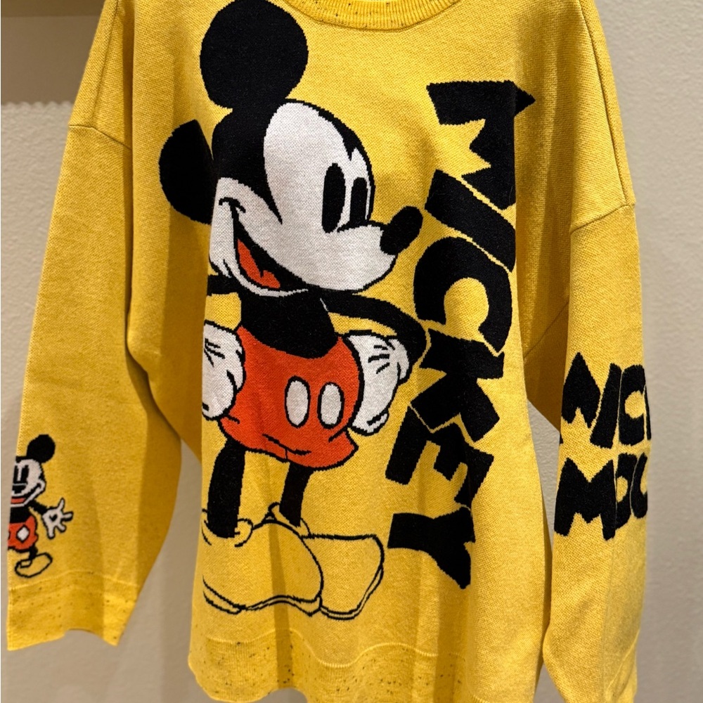 Disney Yellow Mickey Mouse Crewneck Sweater